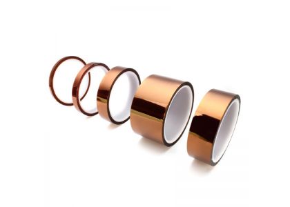 What thickness and width options are available for polyimide tape?